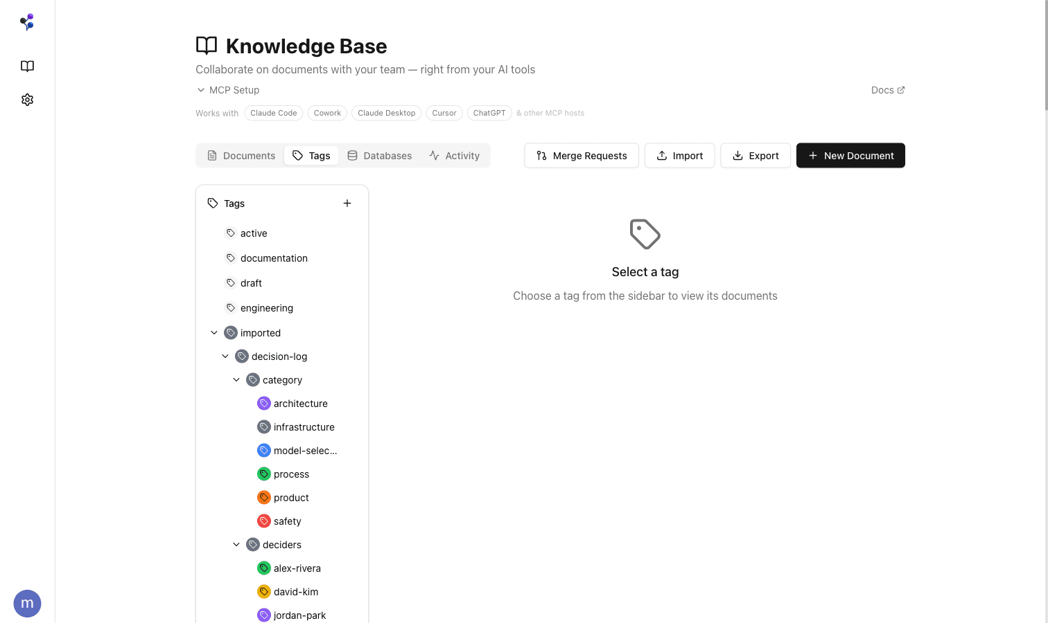 Hierarchical tags tree view